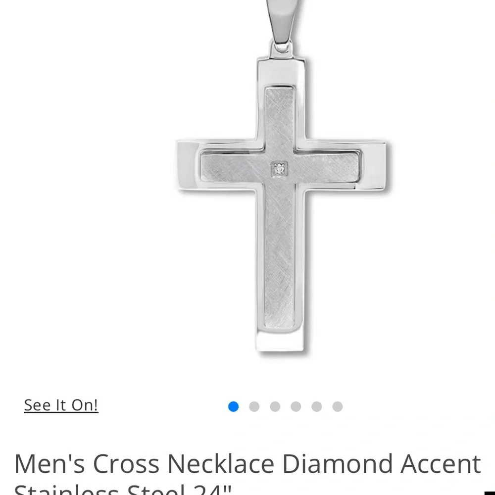Men's Silver Cross Pendant Necklace - Classic Stainless Style